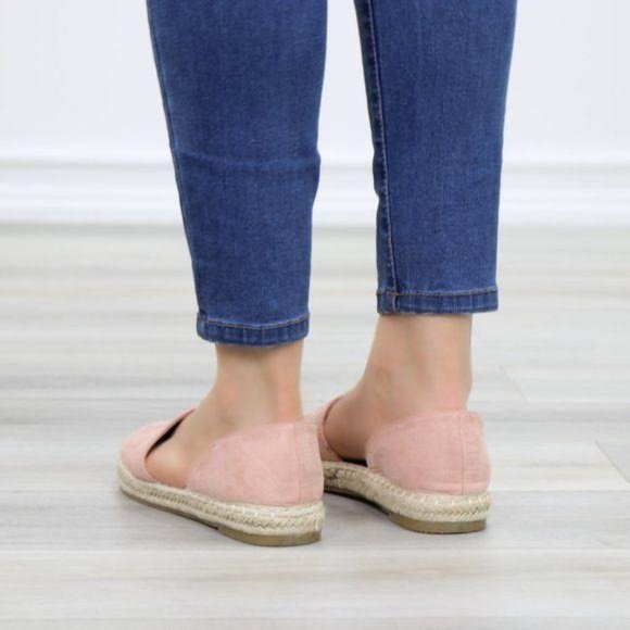 Rose Vegan Suede Flat Slip On Loafer Espadrille - Picture 7 of 12